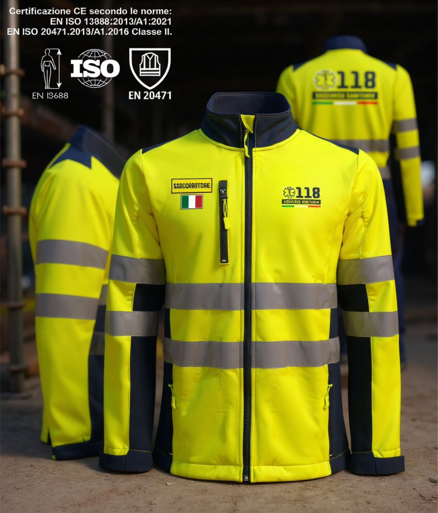 Giacca softshell alta visibiltà del 118 Soccorso Sanitario