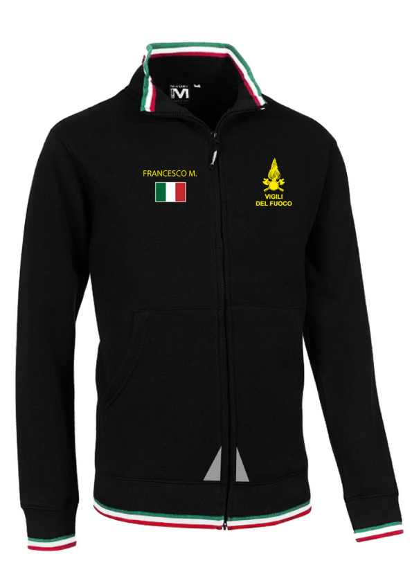 Felpa con zip tricolore alta visibilità VVF
