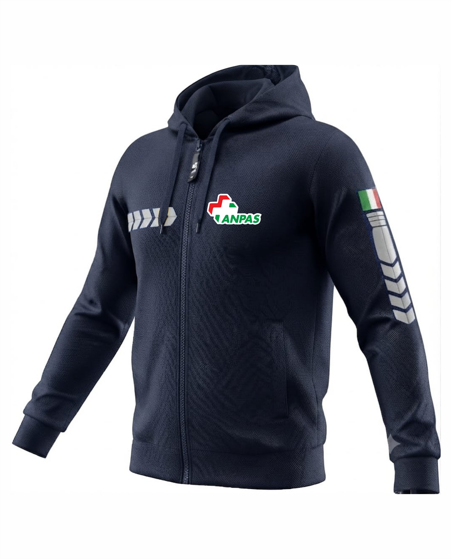 Felpa PREDATOR con cappuccio e zip blu scuro ANPAS alta visibilità rifrangente
