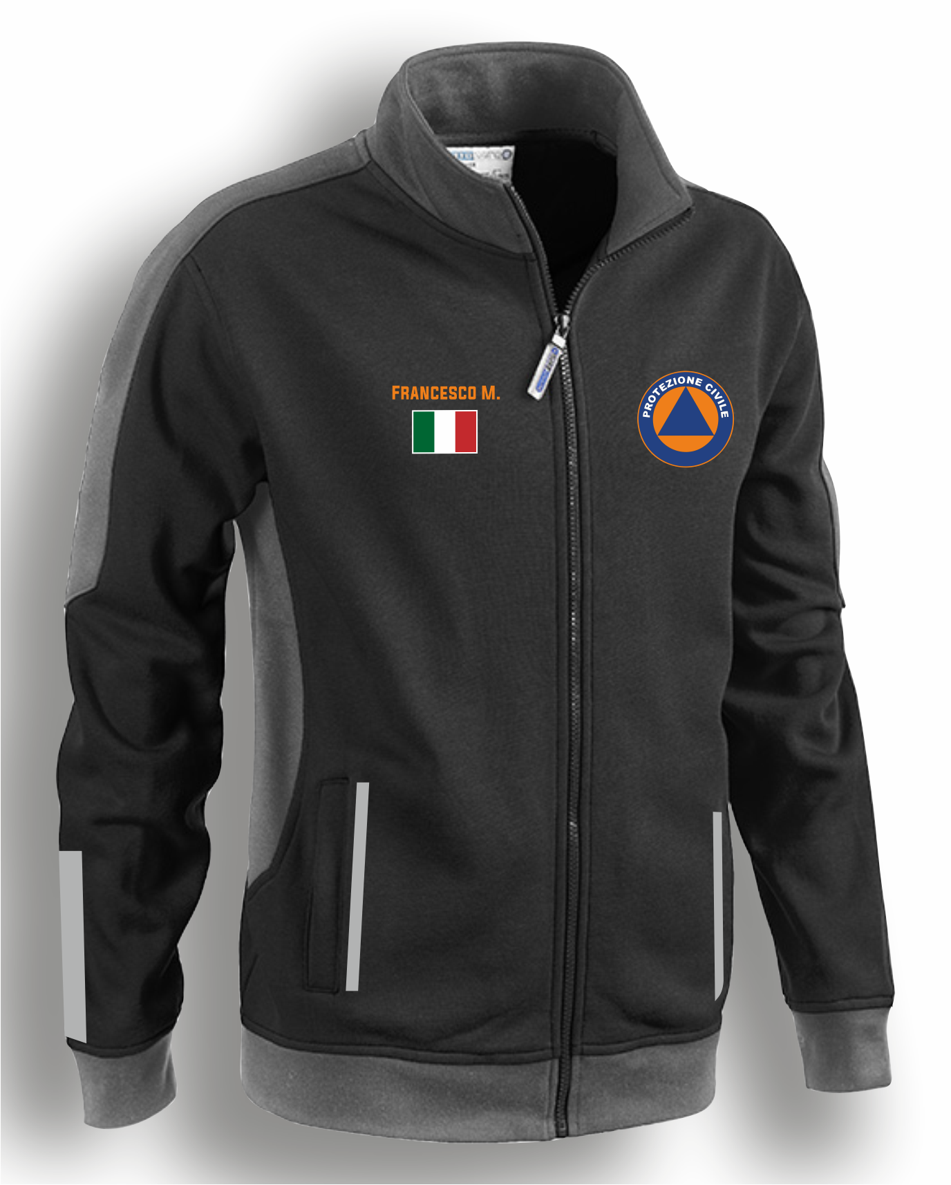 Felpa con zip bicolore PROTEZIONE CIVILE alta visibilità rifrangente