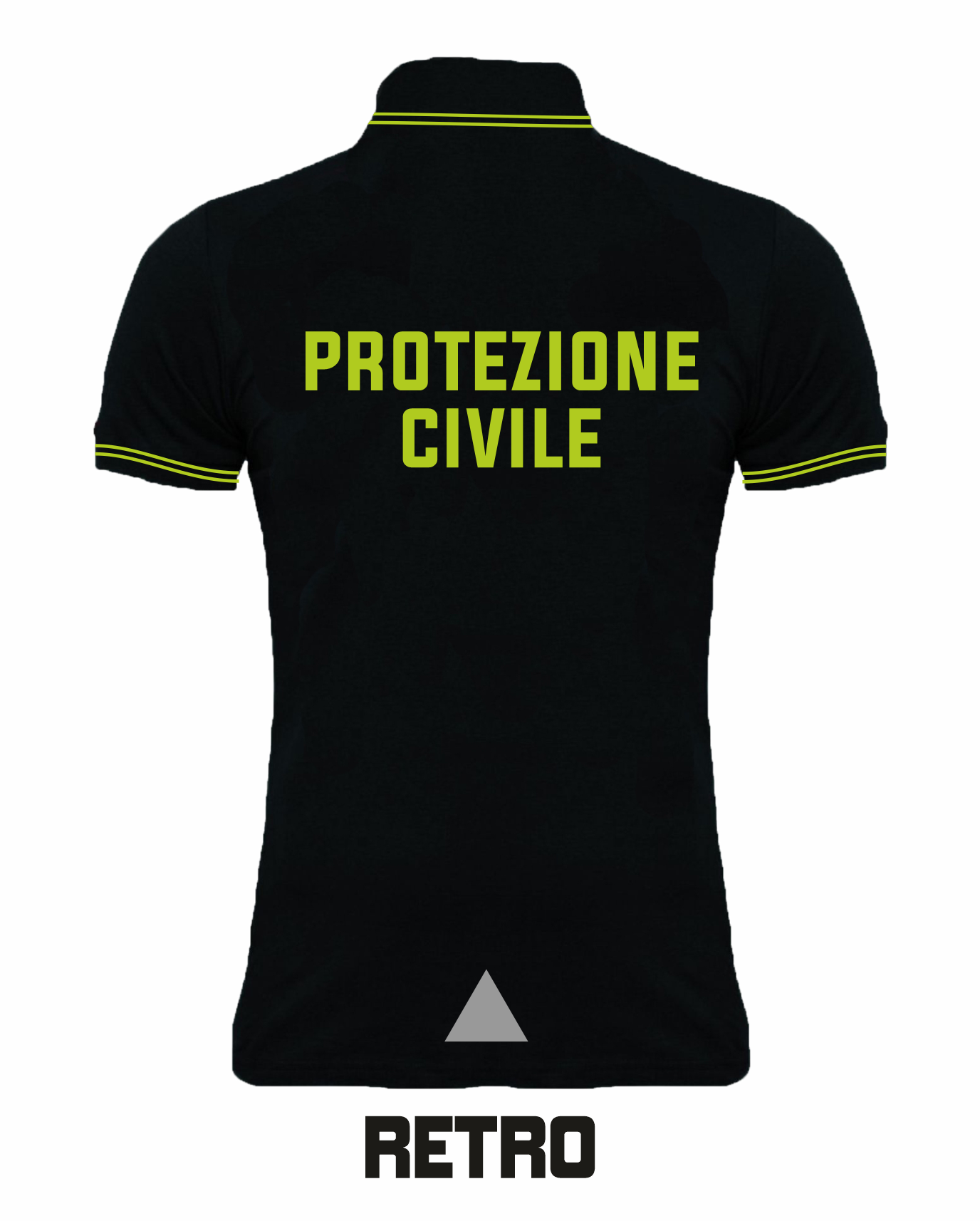 Polo nera con righini fluo PROTEZIONE CIVILE alta visibilità rifrangente
