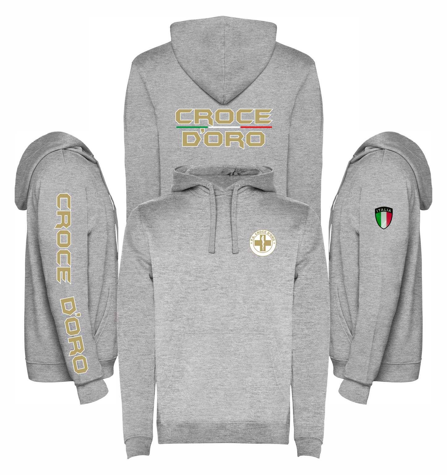 Felpa grigia con cappuccio della Croce D'Oro