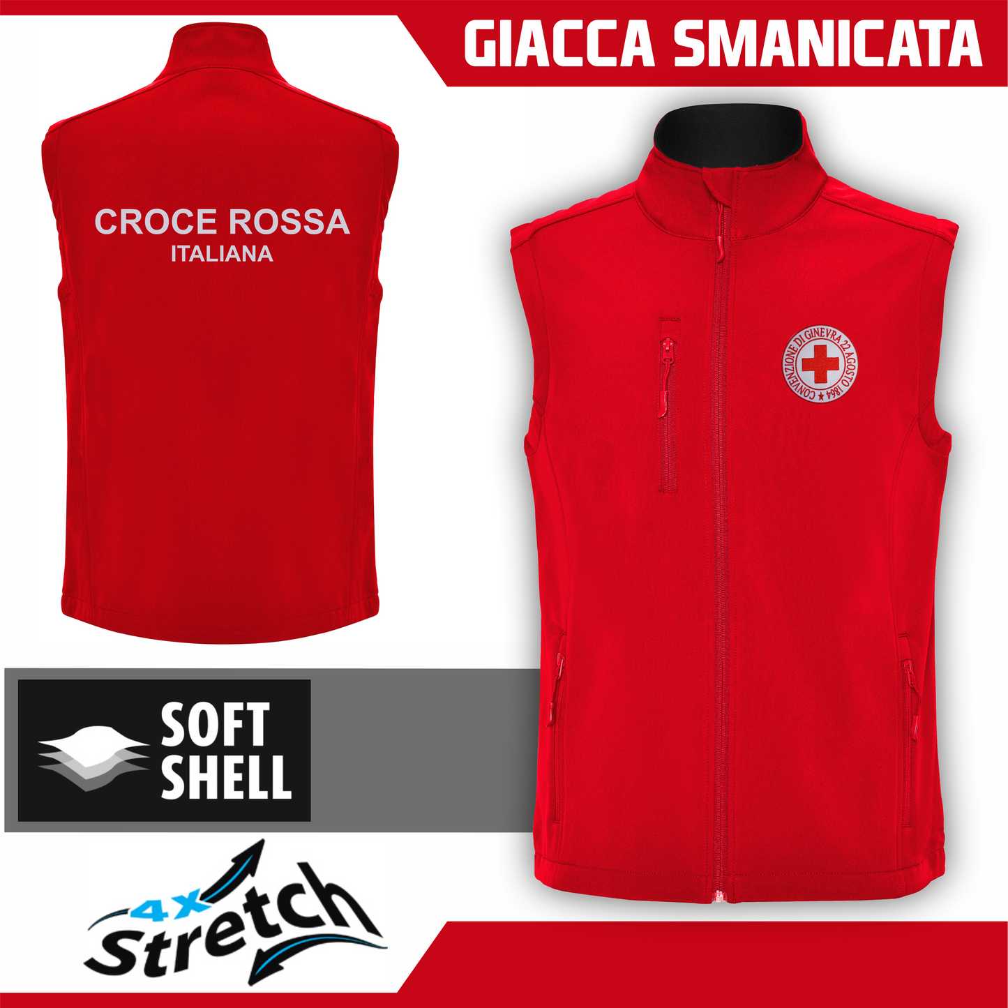 Giacca Softshell Smanicata Croce Rossa