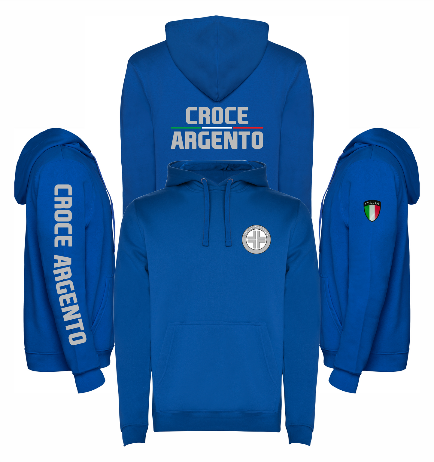 Felpa azzurra con cappuccio della Croce Argento