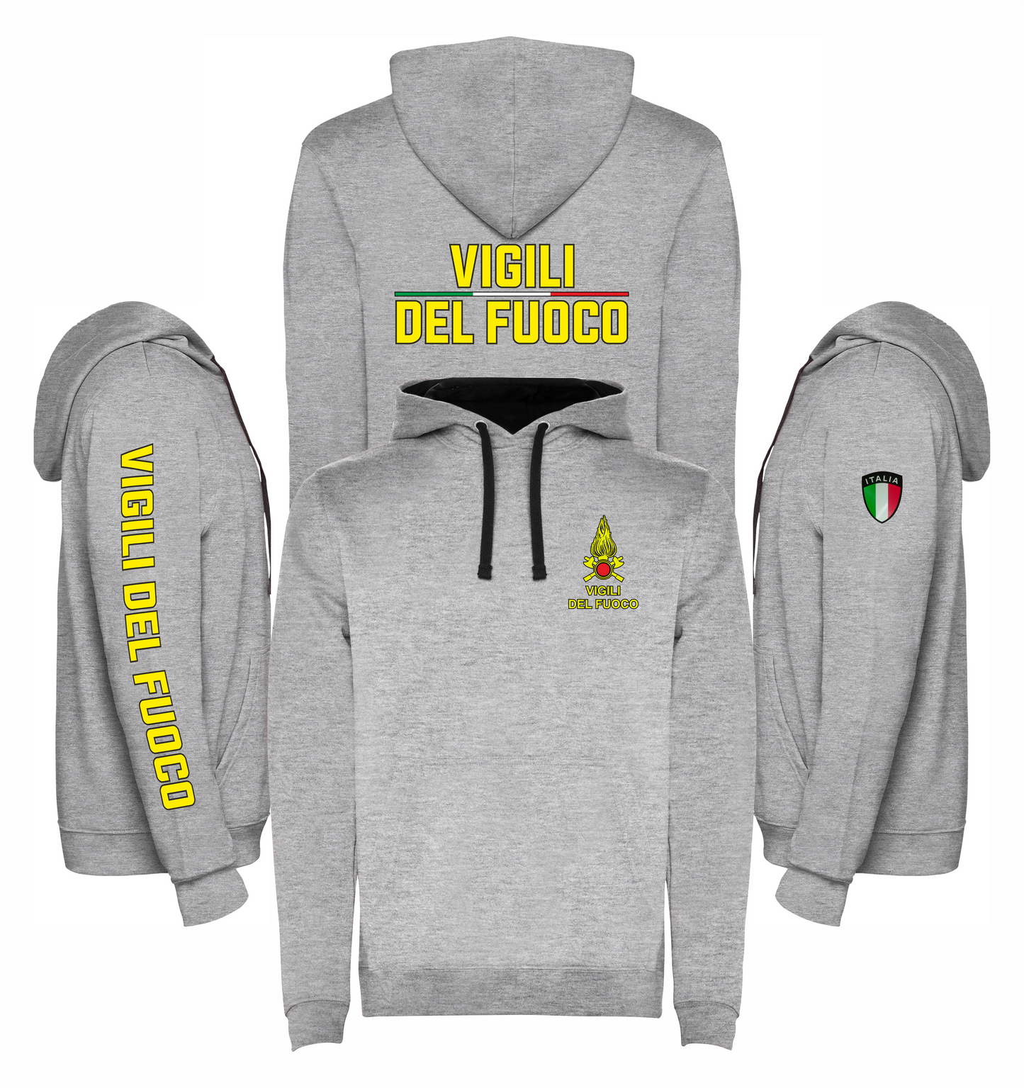 Felpa grigia con cappuccio dei VIGILI DEL FUOCO