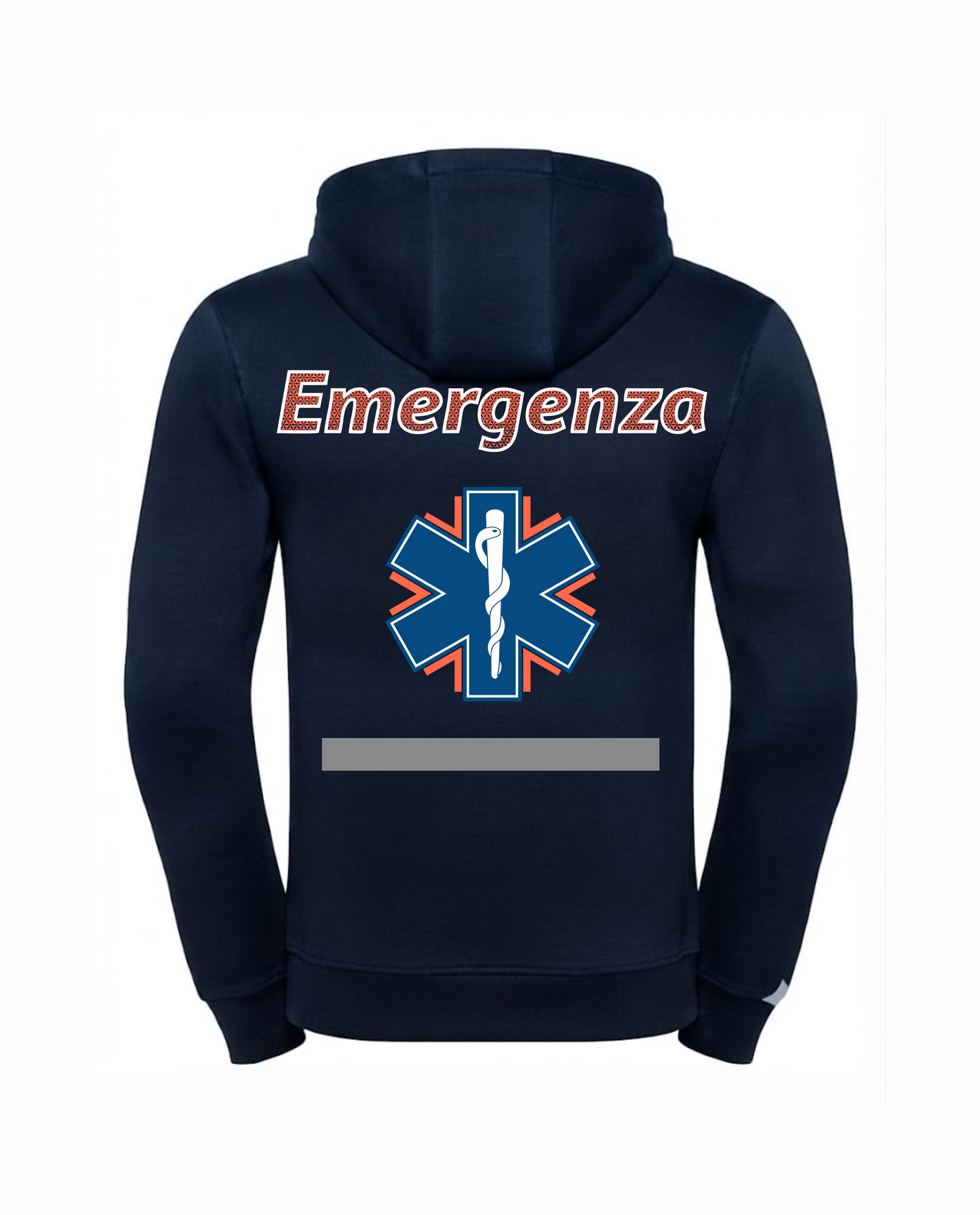 Felpa blu scuro con cappuccio e zip 112 alta visibilità rifrangente