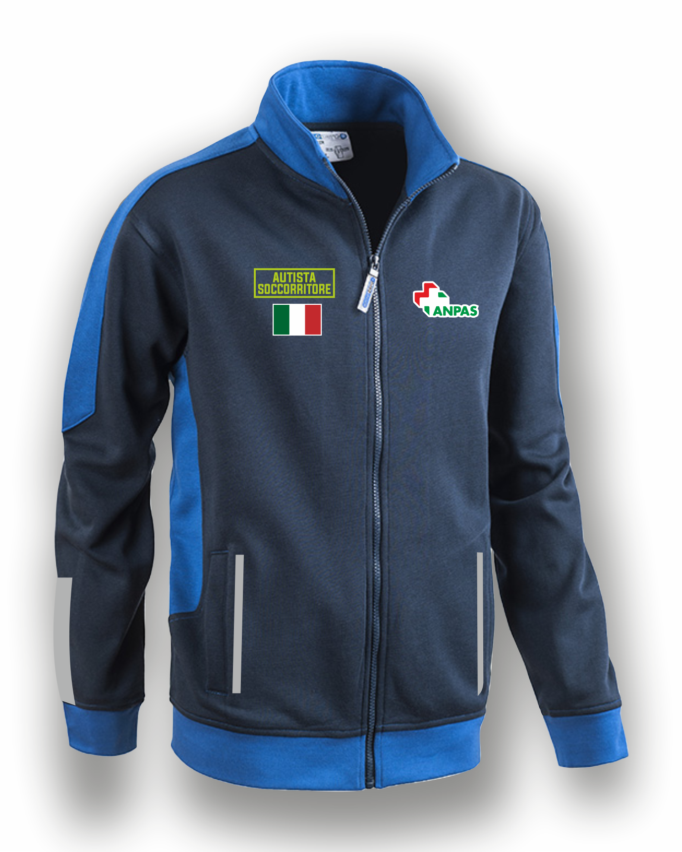 Felpa con zip bicolore ANPAS alta visibilità rifrangente