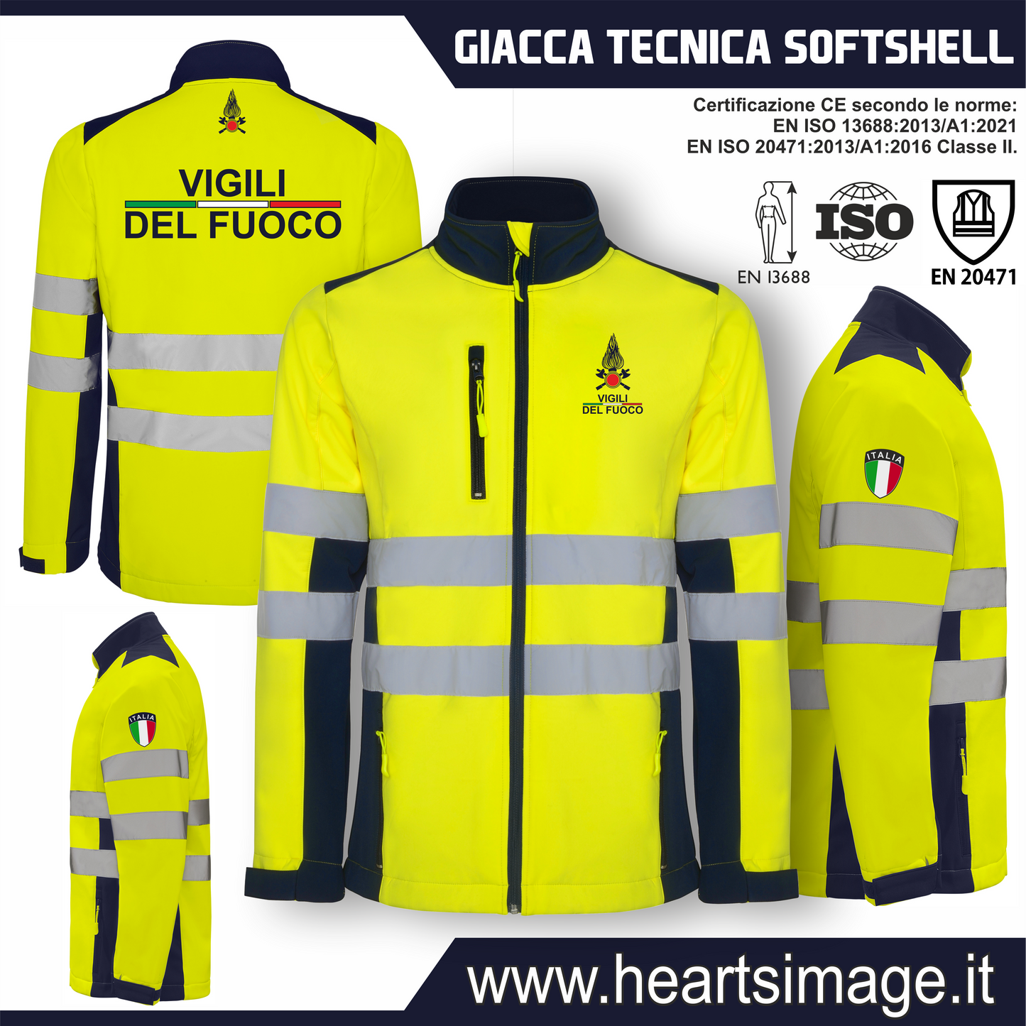 Giacca softshell alta visibiltà dei Vigili del Fuoco