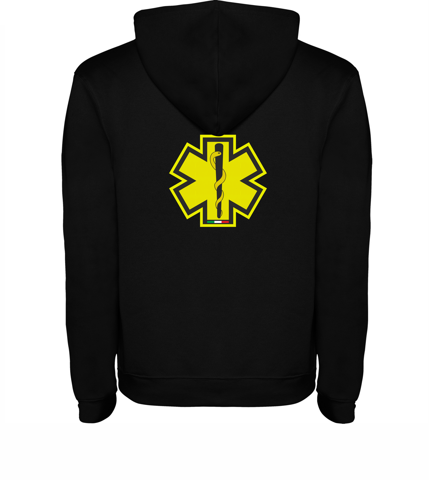 Felpa nera con cappuccio del 118