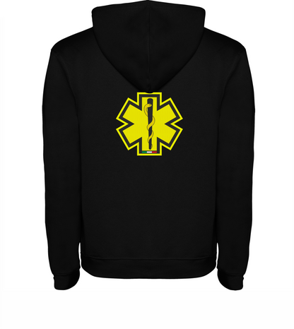 Felpa nera con cappuccio del 118