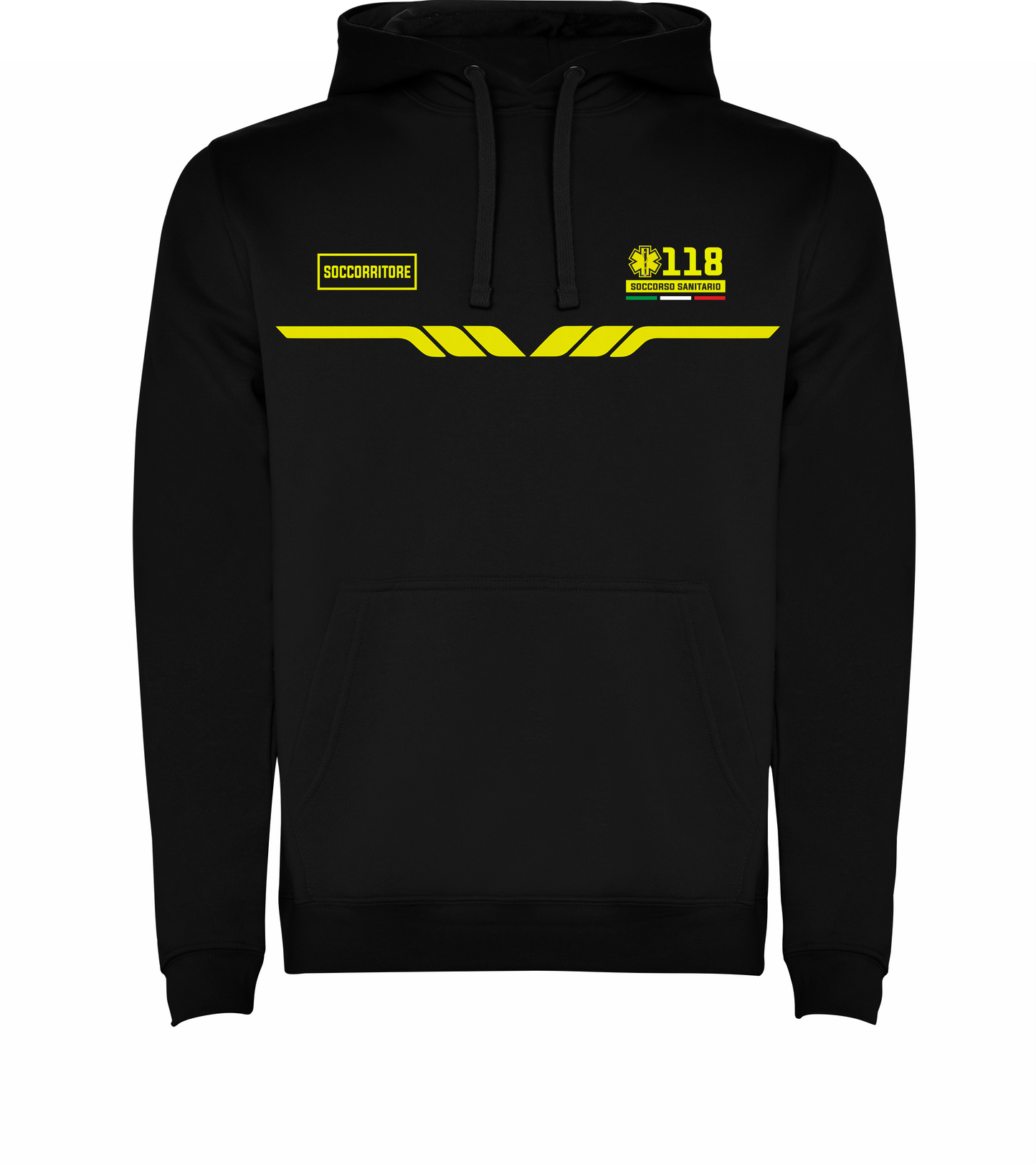 Felpa nera con cappuccio del 118