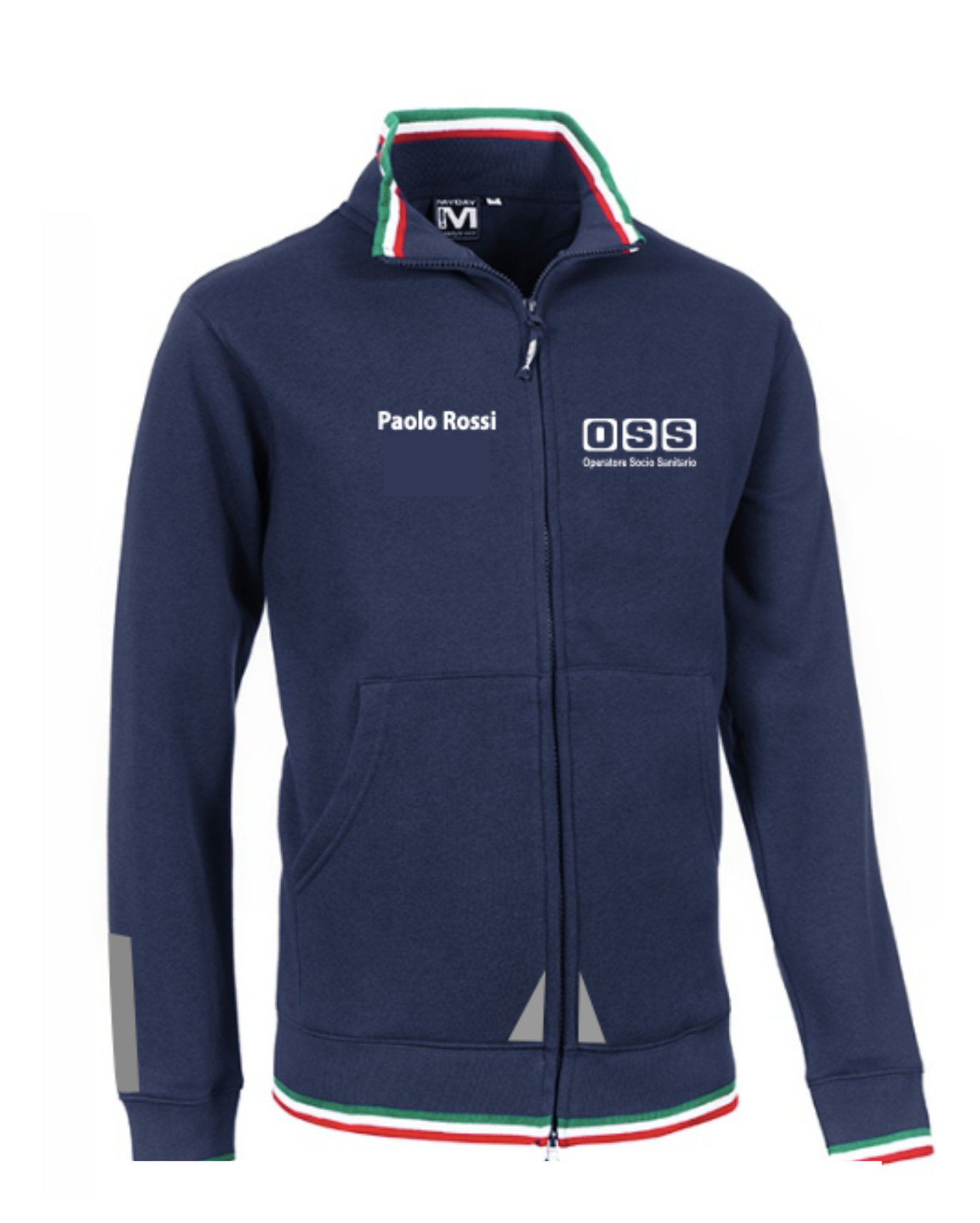 Felpa con zip e bordini tricolore OSS alta visibilità rifrangente