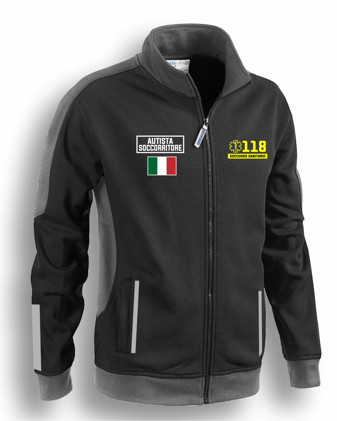 Felpa bicolore con zip 118 alta visibilità rifrangente