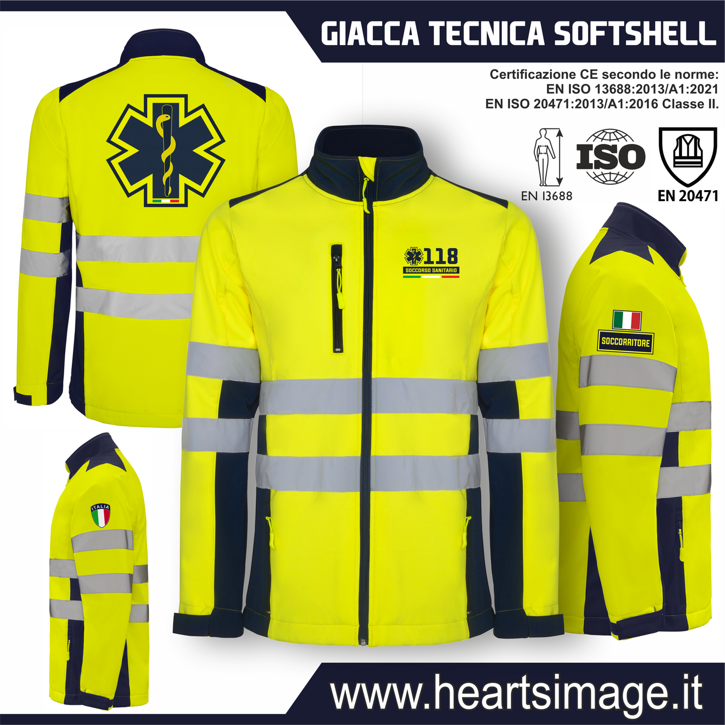 Giacca softshell alta visibiltà del 118 Soccorso Sanitario