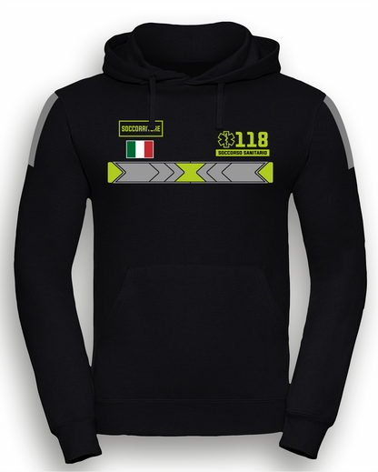 Felpa con cappuccio 118 alta visibilità rifrangente