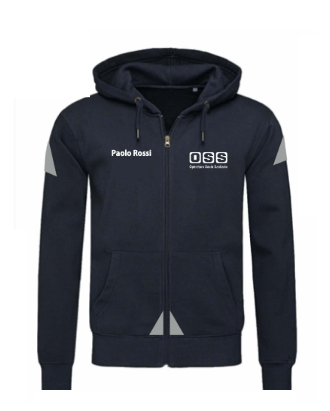 Felpa con cappuccio e zip OSS alta visibilità rifrangente