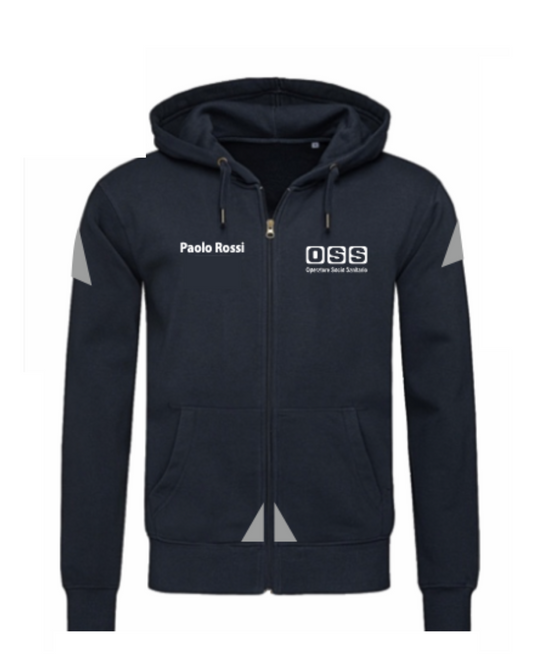 Felpa con cappuccio e zip OSS alta visibilità rifrangente