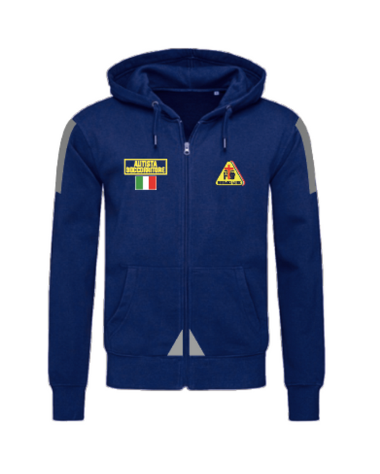 Felpa con cappuccio e zip alta visibilità rifrangente