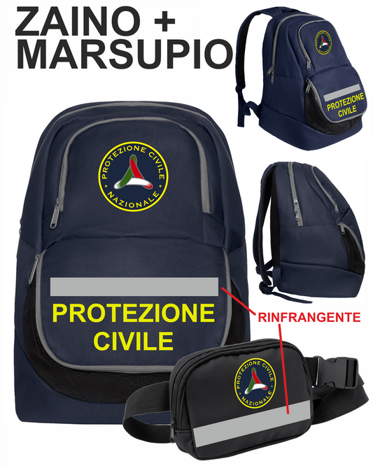 Zaino 30L + Marsupio Tattico Impermeabile PROTEZIONE CIVILE