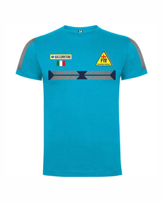 T-shirt azzurra Misericordie alta visibilità