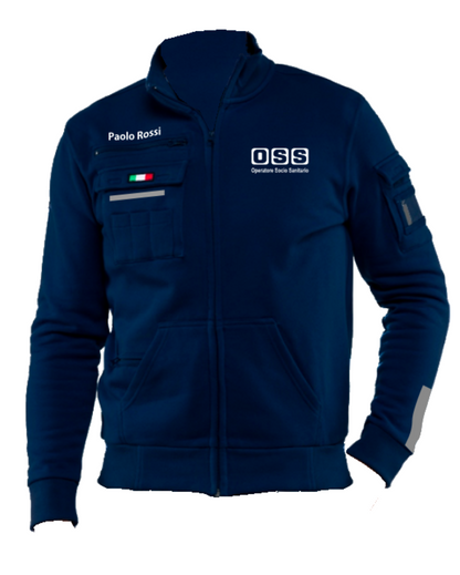 Felpa con zip OSS alta visibilità rifrangente