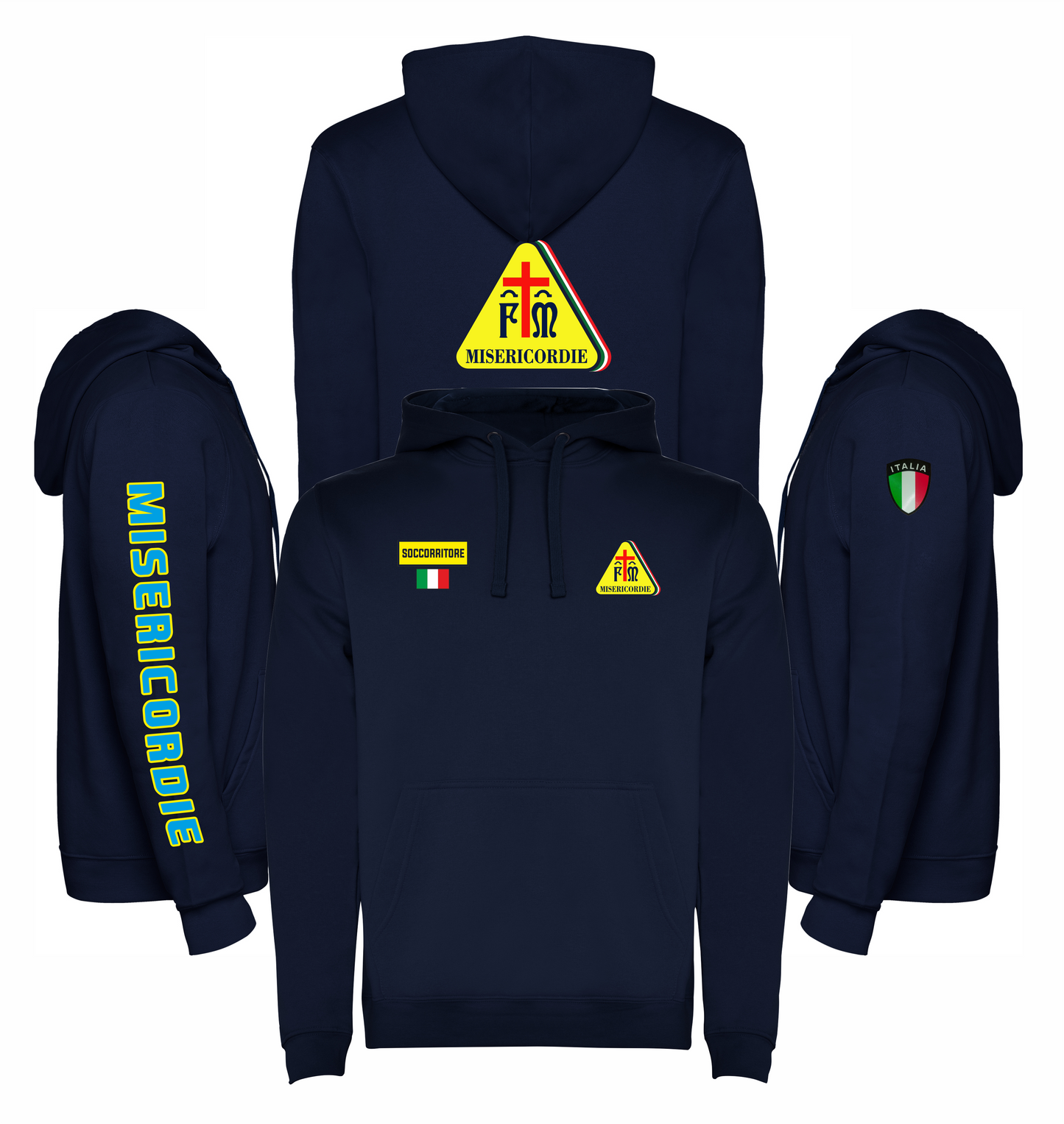 Felpa blu scuro con cappuccio MISERICORDIE