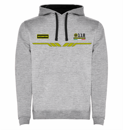 Felpa grigio melange con cappuccio del 118