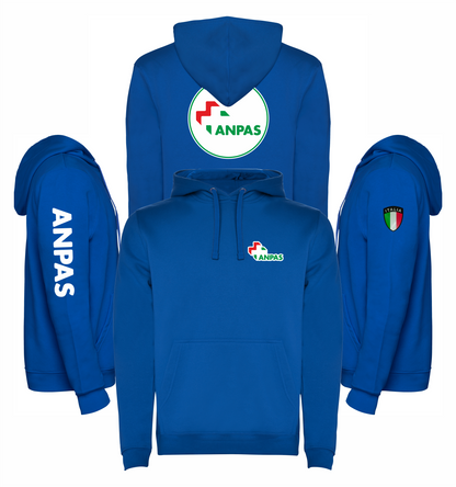 Felpa azzurra con cappuccio dell'ANPAS