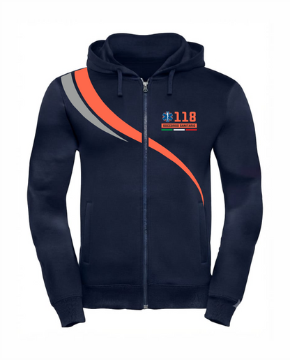 Felpa LINEAR con cappuccio  e zip blu scuro 118