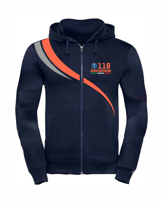Felpa LINEAR con cappuccio  e zip blu scuro 118