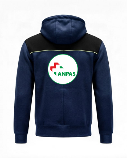 Felpa OREGON blu scuro zip e cappuccio ANPAS