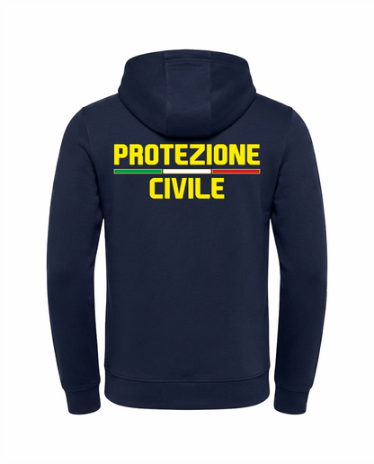 Felpa LINEAR con cappuccio e zip blu scuro PROTEZIONE CIVILE