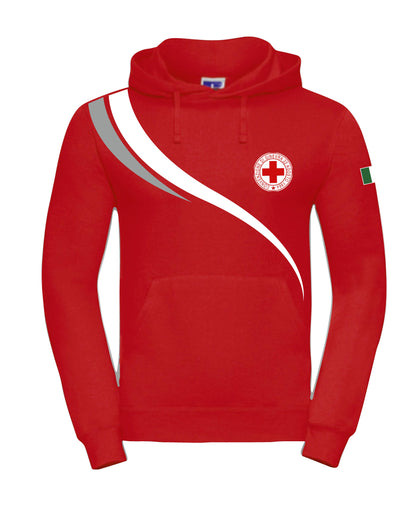 Felpa unisex con cappuccio Croce Rossa Italiana