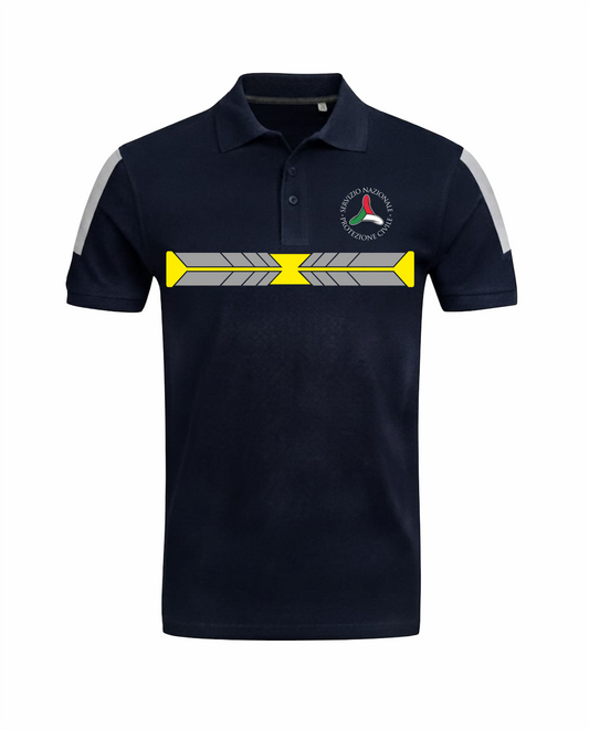 Polo ad Alta visibilità Rifrangente blu scuro PROTEZIONE CIVILE