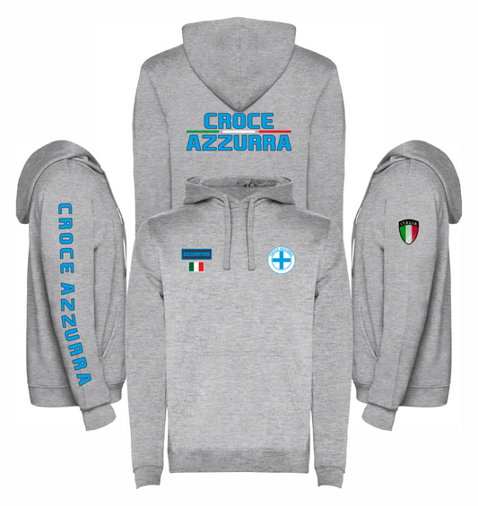 Felpa grigia con cappuccio della CROCE AZZURRA