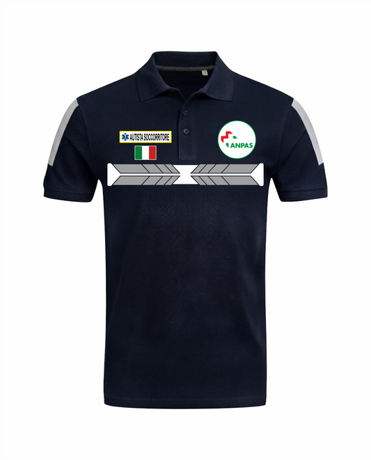 Polo ad Alta visibilità Rifrangente blu scuro ANPAS