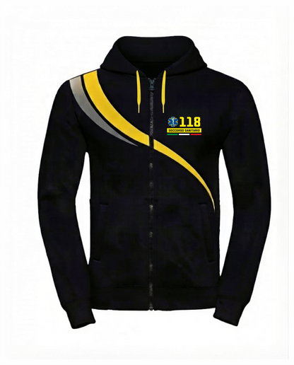 Felpa LINEAR con cappuccio  e zip nera 118