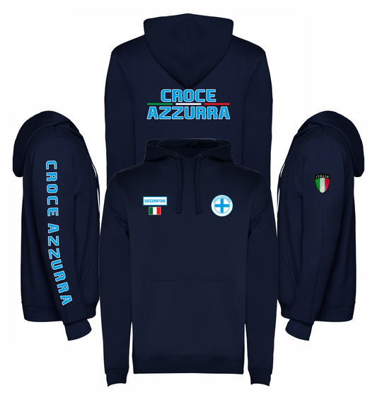 Felpa blu scuro con cappuccio della CROCE AZZURRA