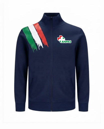 Felpa ITA zip blu scuro ANPAS