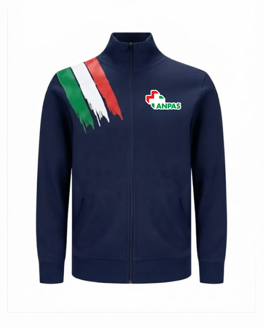 Felpa ITA zip blu scuro ANPAS