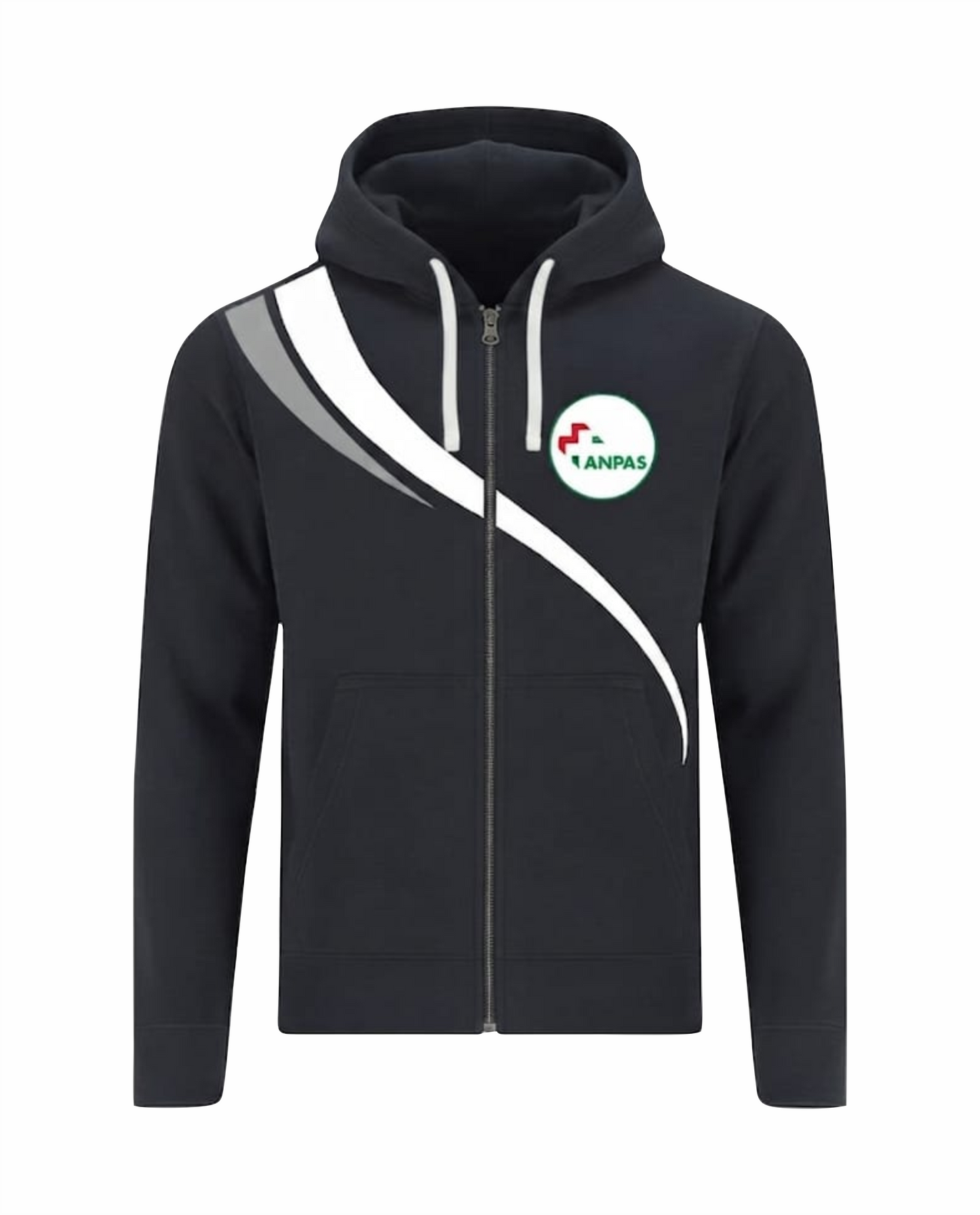 Felpa LINEAR con cappuccio  e zip blu scuro ANPAS