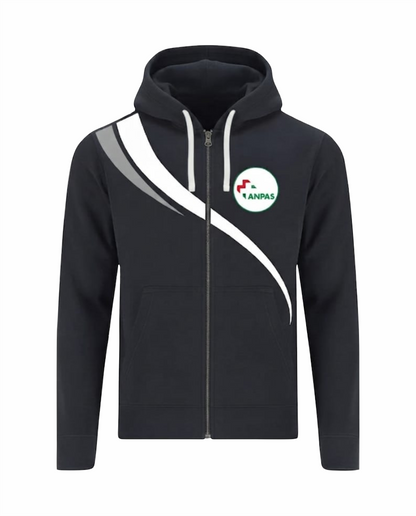 Felpa LINEAR con cappuccio  e zip blu scuro ANPAS