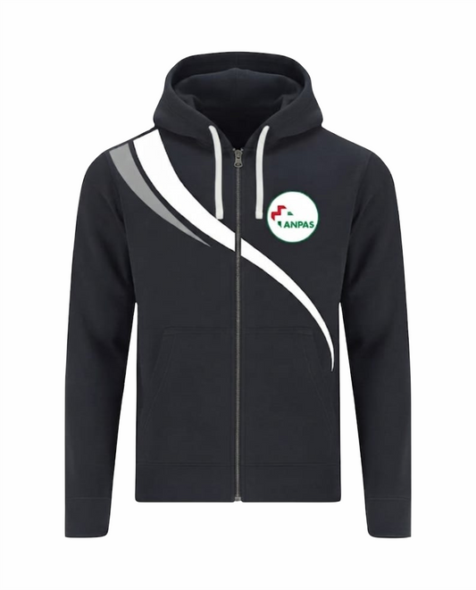 Felpa LINEAR con cappuccio  e zip blu scuro ANPAS
