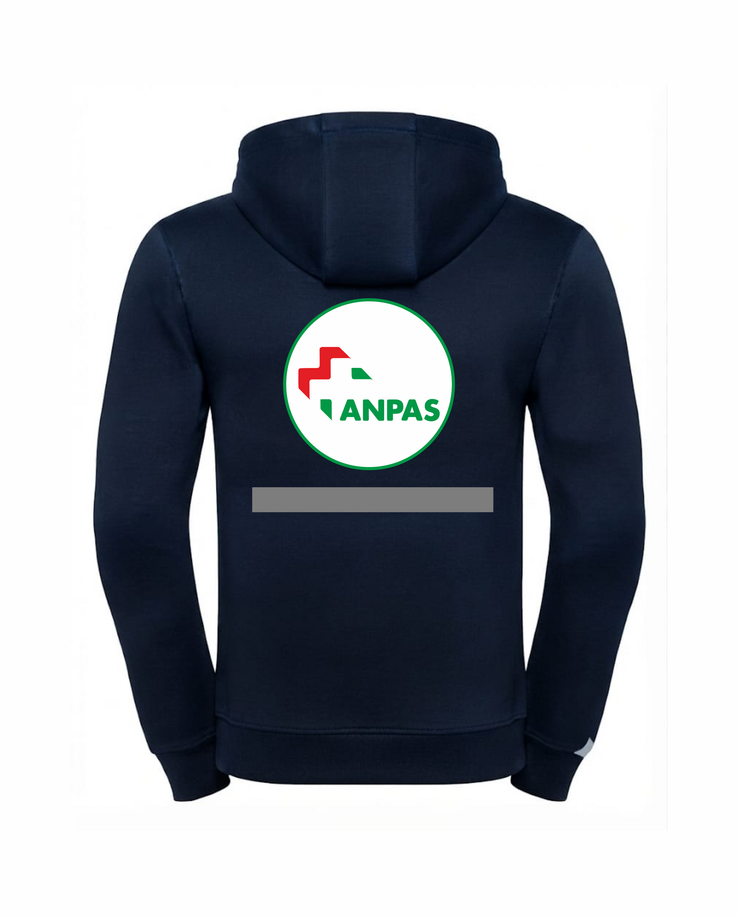 Felpa blu scuro con cappuccio e zip ANPAS alta visibilità rifrangente