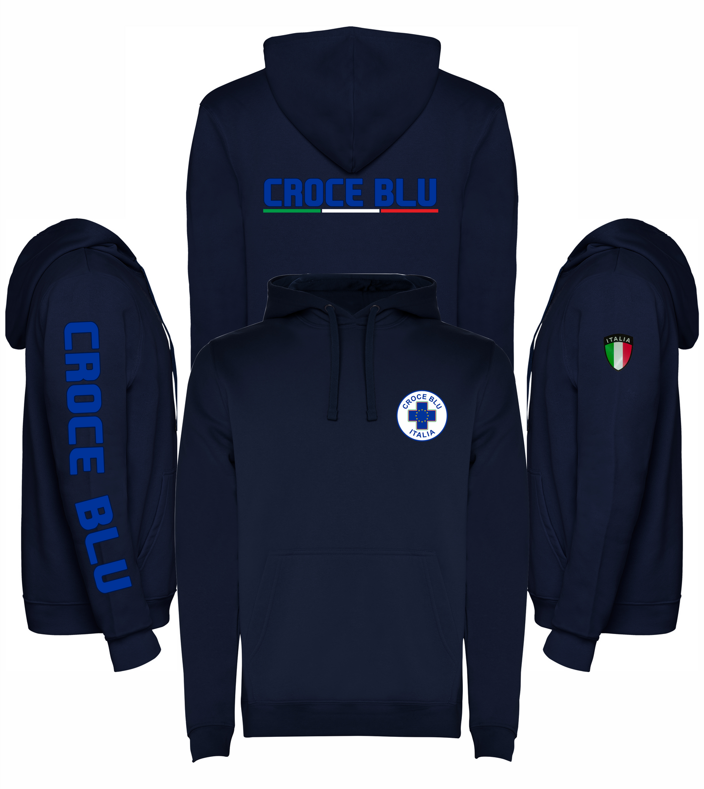 Felpa blu scuro con cappuccio della CROCE BLU