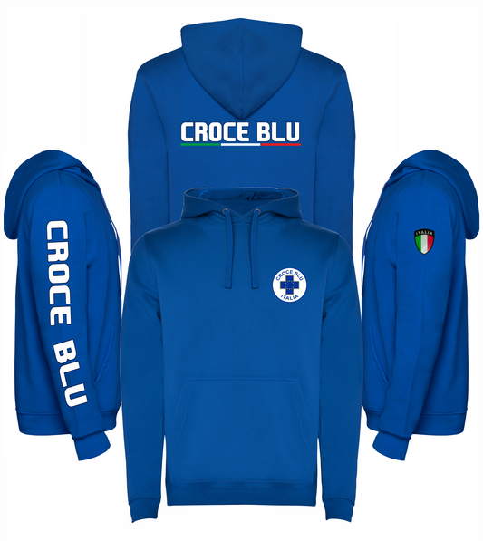 Felpa blu royal con cappuccio della CROCE BLU