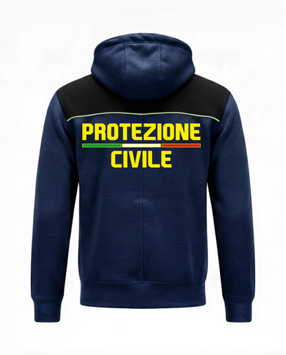 Felpa OREGON blu scuro zip e cappuccio PROTEZIONE CIVILE