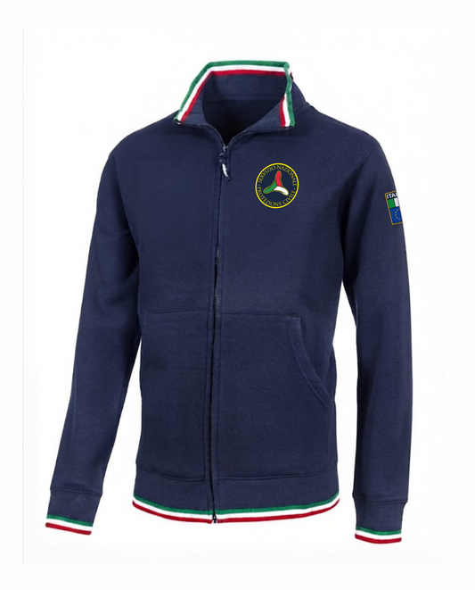 Felpa TRIC blu scuro zip e bordini tricolore PROTEZIONE CIVILE
