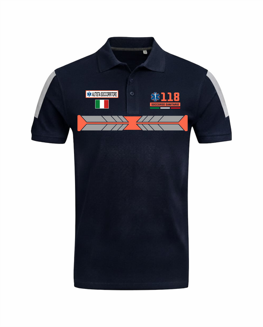 Polo ad Alta visibilità Rifrangente blu scuro del 118