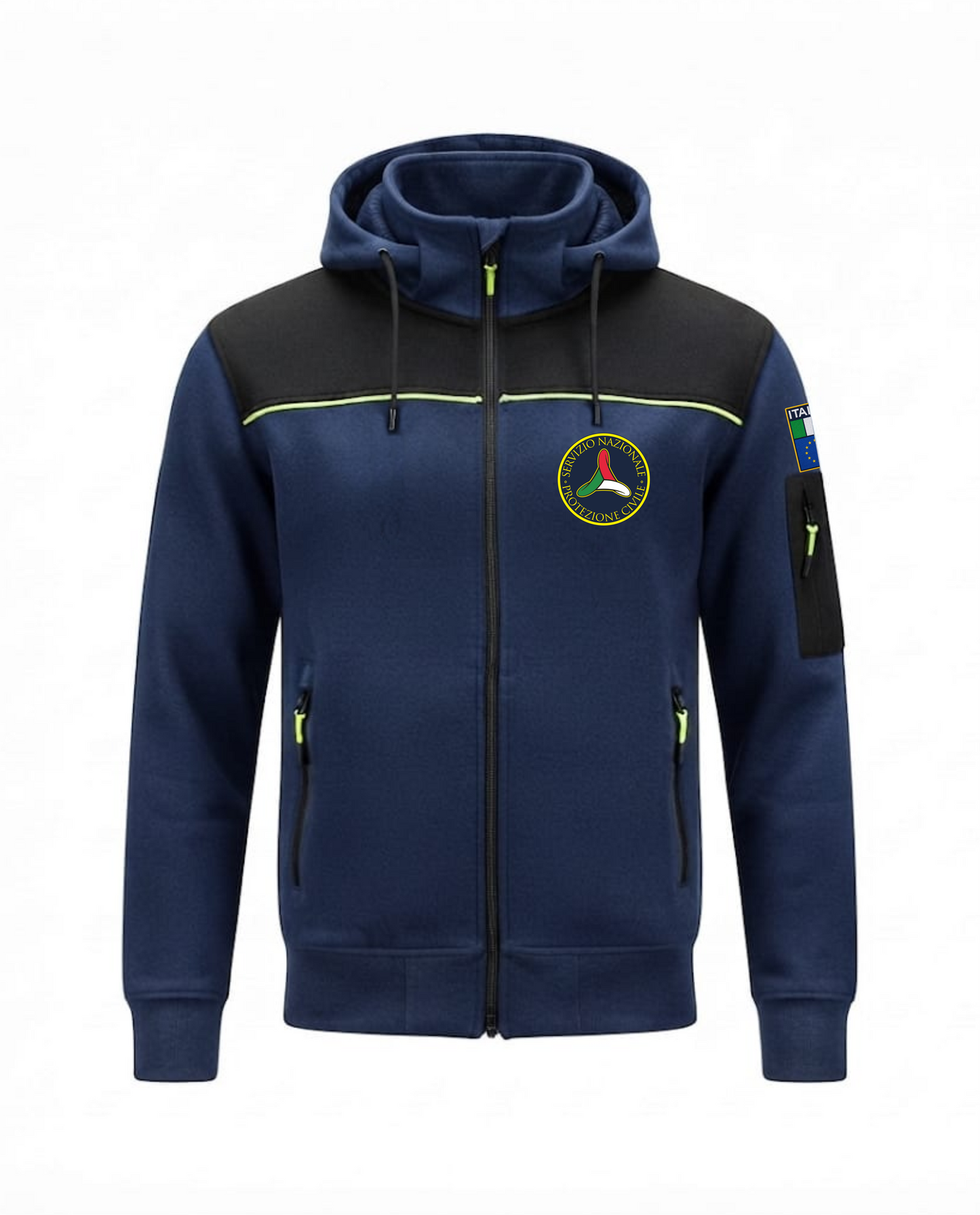 Felpa OREGON blu scuro zip e cappuccio PROTEZIONE CIVILE